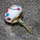 Ceramic door knob shabby chic - Flower 18 - red-blue-magenta