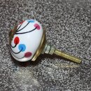 Ceramic door knob shabby chic - Flower 18 - red-blue-magenta