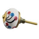 Ceramic door knob shabby chic - Flower 18 - red-blue-magenta