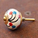 Ceramic door knob shabby chic - Flower 18 - red-blue-magenta