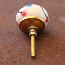 Ceramic door knob shabby chic - Flower 18 - red-blue-magenta