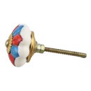 Ceramic door knob shabby chic Rosette - bicolor - red-blue