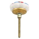 Ceramic door knob shabby chic Rosette - bicolor - red-blue