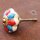 Ceramic door knob shabby chic Rosette - bicolor - red-blue