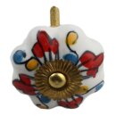Möbelknauf aus Keramik Shabby Chic Rosette - Blume -...