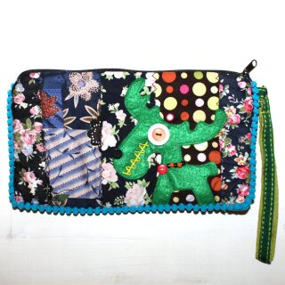 Federmäppchen aus Baumwolle - Elch groß - Patchwork Muster 01 - Schlampermäppchen
