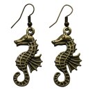Earrings - sea horses - old gold