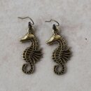 Earrings - sea horses - old gold