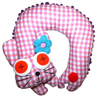 Neck pillow with animal motif - Cushion with bobble and animal head 05
