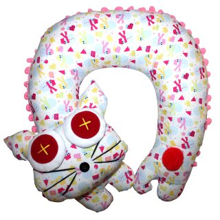 Nackenkissen mit Tiermotiv - Kissen mit Bommel und Tierkopf 16