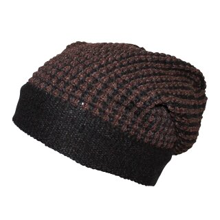 Beanie - 30 cm long - black-brown - Knitted Hat - Cotton
