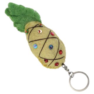 Schlüsselanhänger - Ananas - gelb-grau