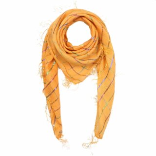 Cotton scarf - yellow - mandarin Lurex multicolour - squared kerchief