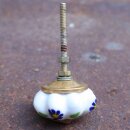 Ceramic door knob shabby chic Rosette - Flower - blue-orange-green - silver