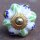 Ceramic door knob shabby chic Rosette - Flower - blue-orange-green - silver