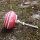 Ceramic door knob shabby chic - Stripes - red-white - silver