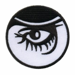 Aufnäher - Clockwork - Auge weiß-schwarz 7,5 cm - Sticker