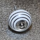 Möbelknauf aus Keramik Shabby Chic - Streifen - weiß- silber