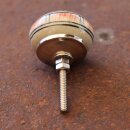 Ceramic door knob shabby chic - Stripes- white - red - silver