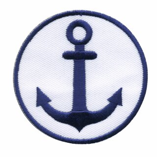 Patch - Anchor - round white-blue 8 cm