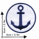 Patch - Anchor - round white-blue 6 cm